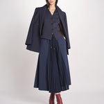 Gonna lunga con inserto centrale in jersey crêpe a pieghe plissé in tessuto tecnico FOLK 2615771011600 002 BLU weekend maxmara 