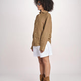 Camicia maschile in lino M012 973 CAPPUCCINO milaura 