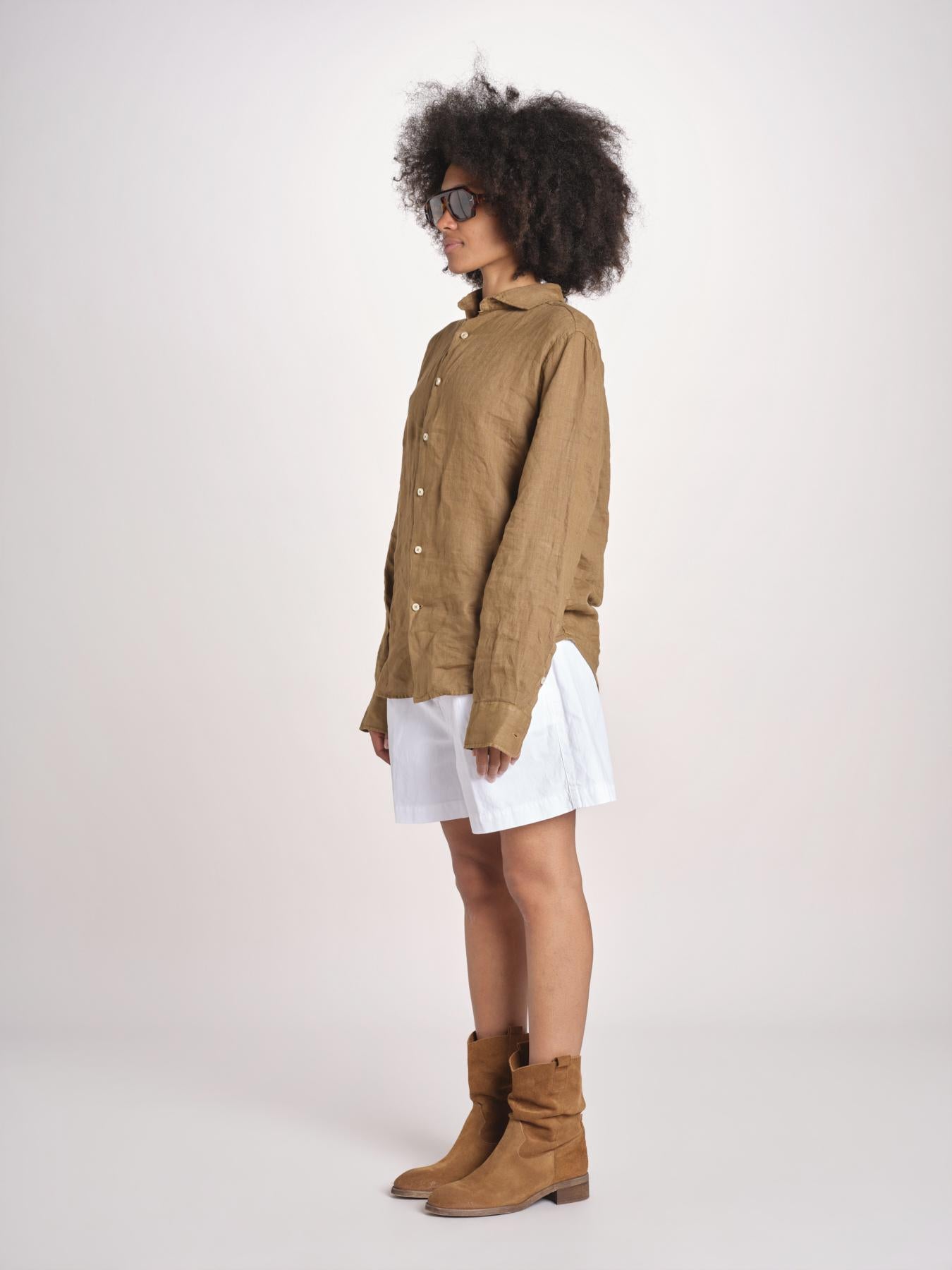 Camicia maschile in lino M012 973 CAPPUCCINO milaura 
