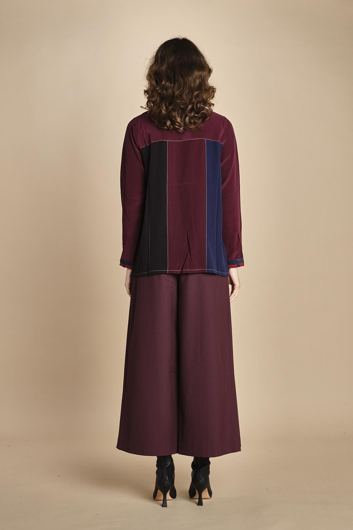 camicia con collo a pannelli BL_3261T BURGUNDY bodice 