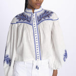 Camicia ZILLENO m/l ricamo foglie ZILLENO WHITE scarlett poppies 