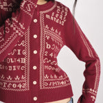 Cardigan con ricamo punto croce 076 BURGUNDY sea ny 
