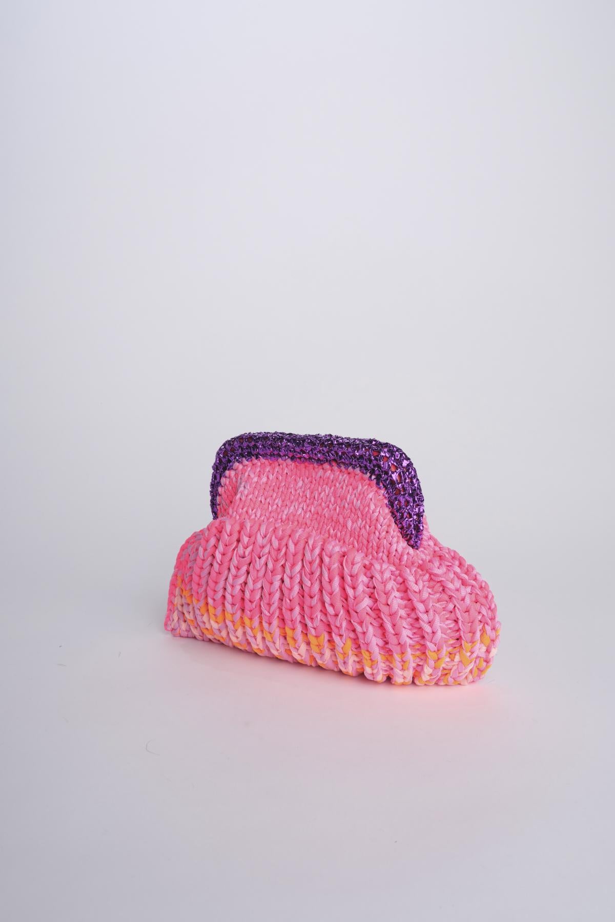 SIS cluctch bag uncinetto multicolor SIS FUXIA/ARANCIO nadia dafri 