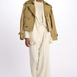 Pantalone con pinces misto lino IO115176 WH014 ivy oak 