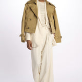 Pantalone con pinces misto lino IO115176 WH014 ivy oak 