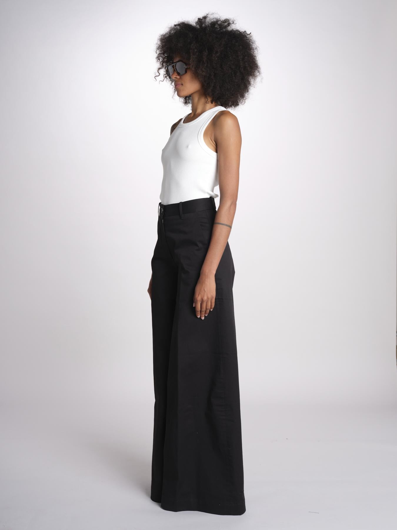 pantalone in lino con pinces PETRA PE98 BLACK nine in the morning 