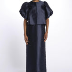 Giacca CLEO taffetas manica sbuffo 1200052 NAVY malina 