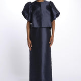 Giacca CLEO taffetas manica sbuffo 1200052 NAVY malina 