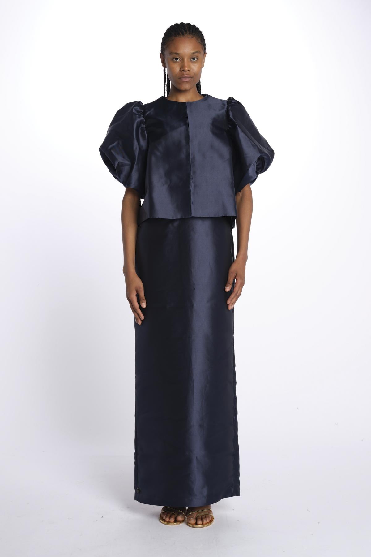 Giacca CLEO taffetas manica sbuffo 1200052 NAVY malina 