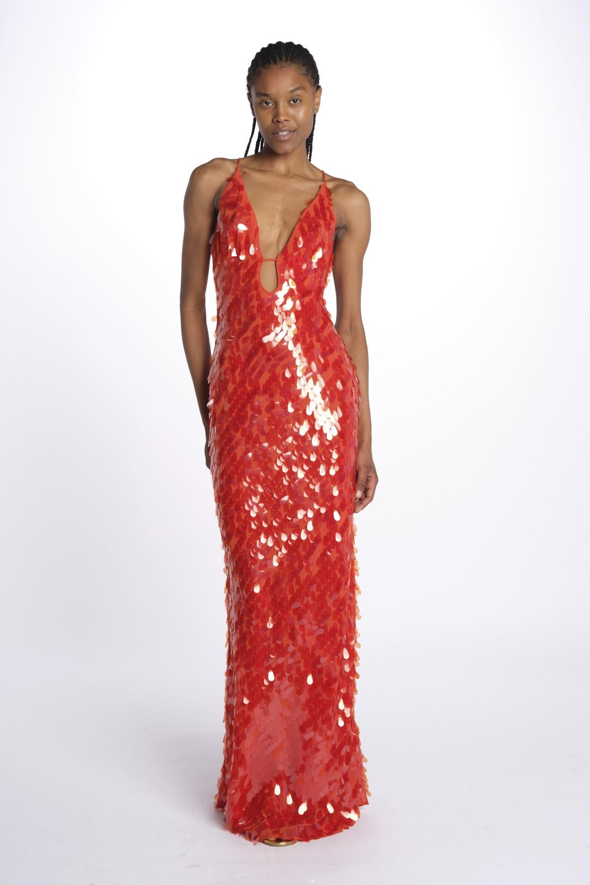 Abito SAPPHIRE lungo paillettes DR174 RE RED misha 