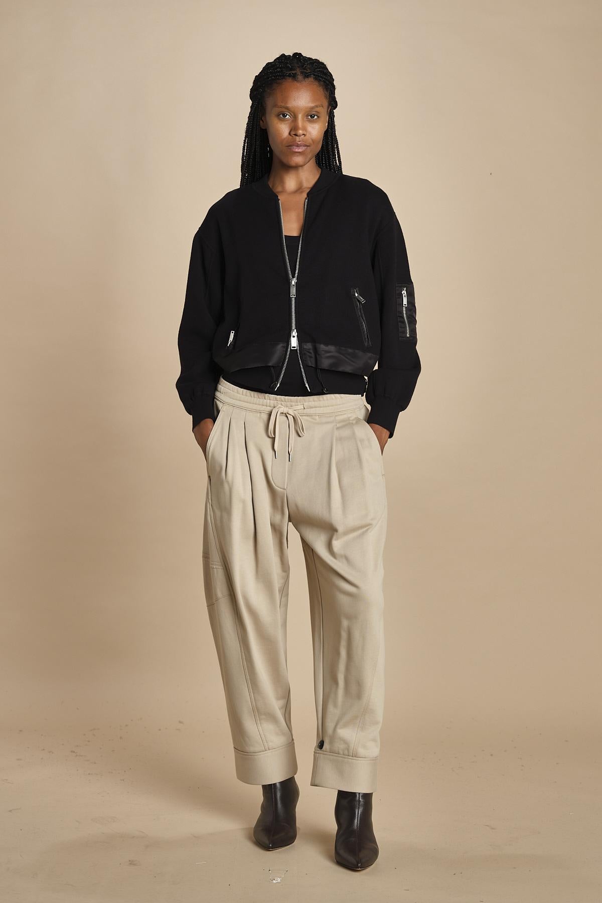 DBL LAYER BOMBER in maglia con zip. 70473TSM BA001 BLACK phillip lim 