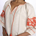 APPLIQU PAISLEY tunica fiori applicati by milaura. BE24877 PALE PINK ORANGE benaras soleil 
