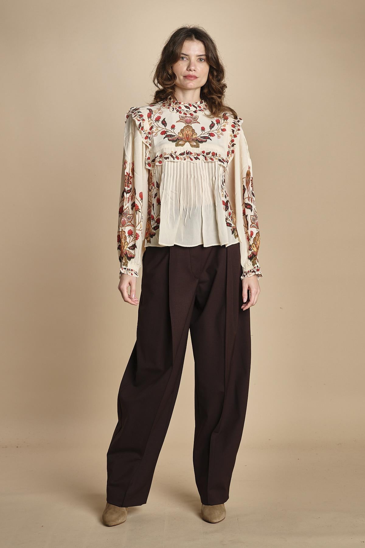 camicia con inserti in pizzo BERRY GARDEN 339854 CREAM farm rio 