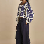 CATRINE top m/l fiori grandi 007 BLUE BLUE sea ny 