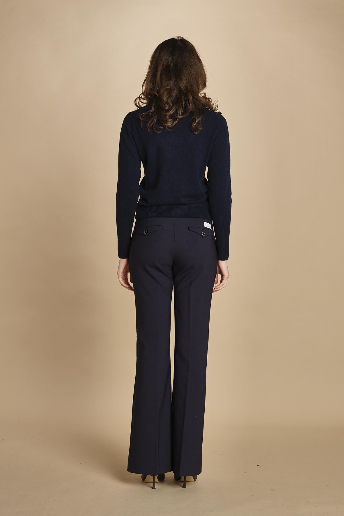 pantalone lungo a zampa. PAOLINA PL142 NAVY nine in the morning 