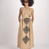 abito lungo BE25245 BEIGE BLACK benaras soleil 