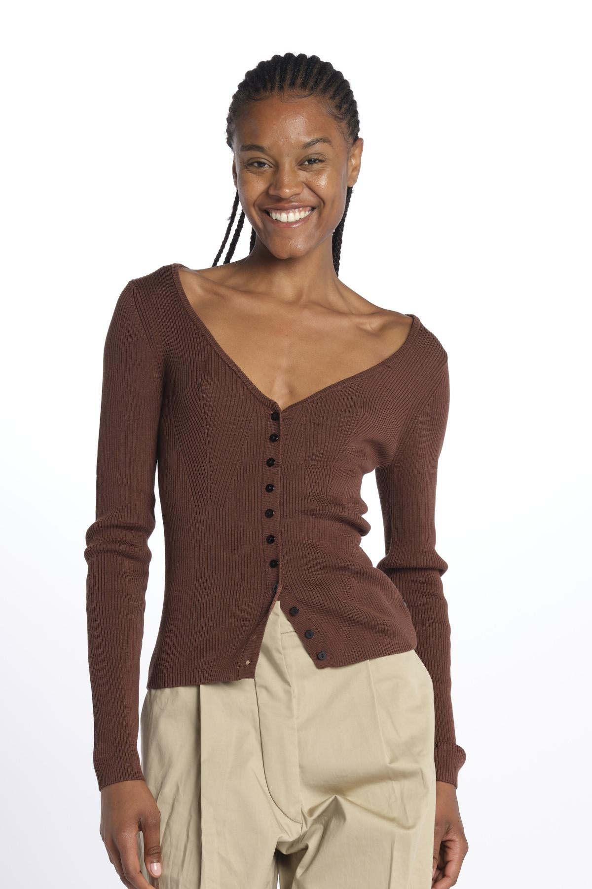 Cardigan GILI costine 5539106 TOFFEE herskind 