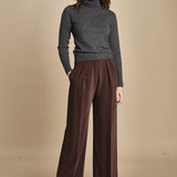 pantalone con pinces 15P008PL022 P157 DARK BROWN ines de la fressange 