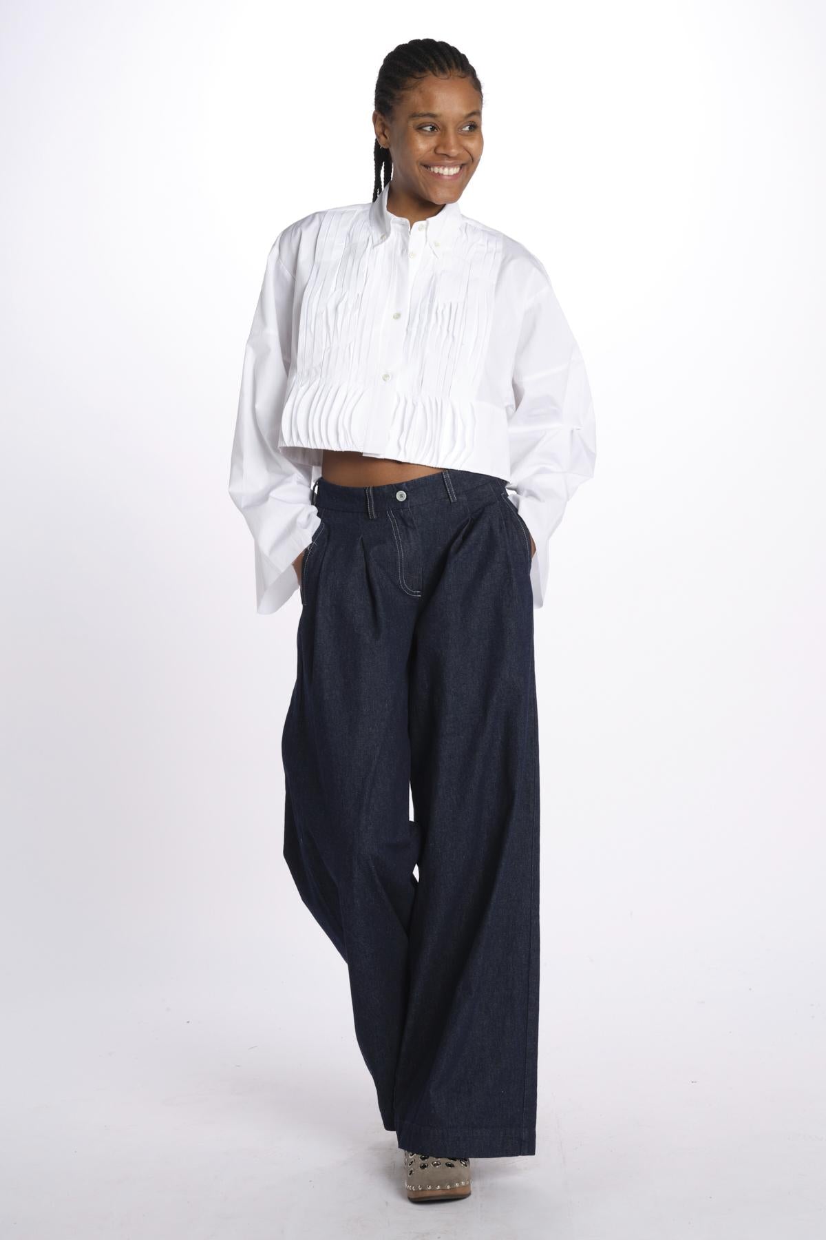 Pantaloni con pences KATHERINE PANT BLUEDENIM jejia 