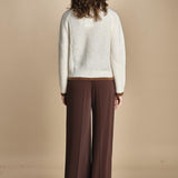 maglia a coste in mohair 15K106WM005 P110 ECRU ines de la fressange 