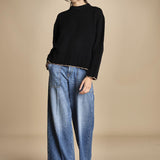 maglia girocollo over CLAUDIA GIROCOLLO NERO_CAMMELLO tenne' 