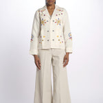 LORAINE giacca con fiori ricamati E25VE013 ECRU stella forest 