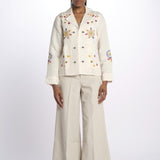 LORAINE giacca con fiori ricamati E25VE013 ECRU stella forest 