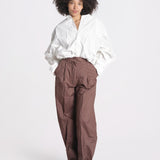 pantalone over con pinces in popeline BILLIE 3111 T0160 BROWN T0215 the latest 