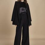 camicia raso e chiffon LISBONA BLACK crida 