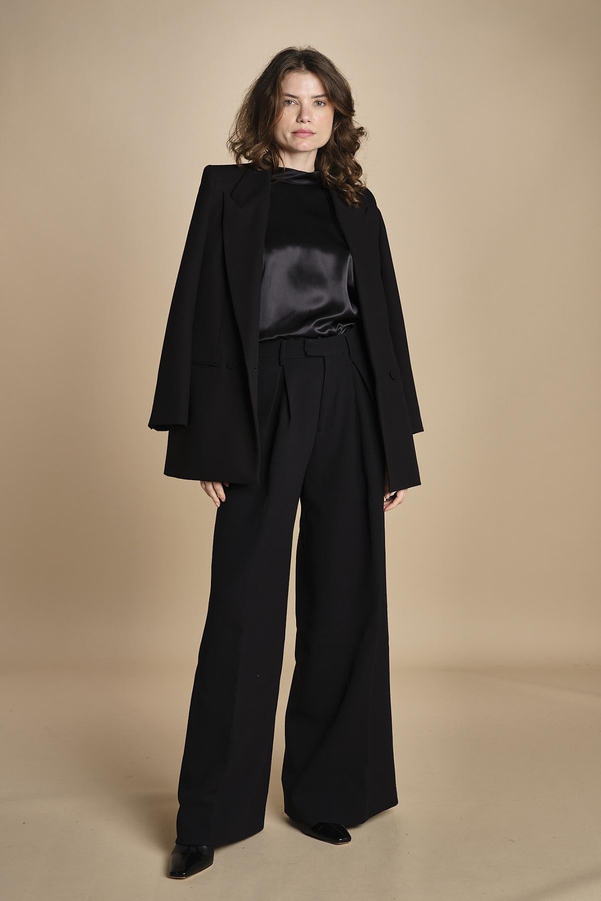 camicia raso e chiffon LISBONA BLACK crida 