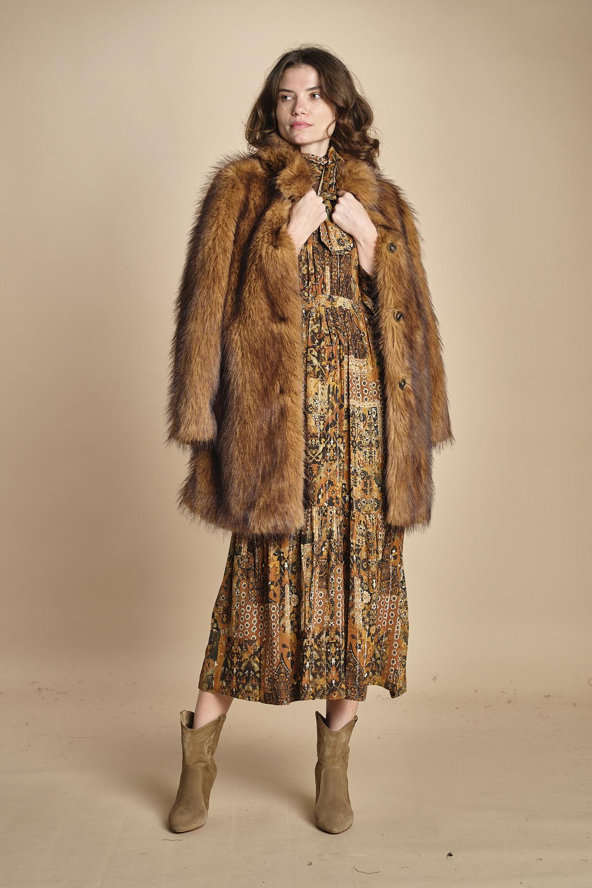 abito midi in etno lurex PIERTA OCRE ba&sh 