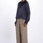Camicia manica sbuffo CUTWORK BE24499 NAVY milaura 