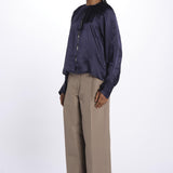 Camicia manica sbuffo CUTWORK BE24499 NAVY milaura 