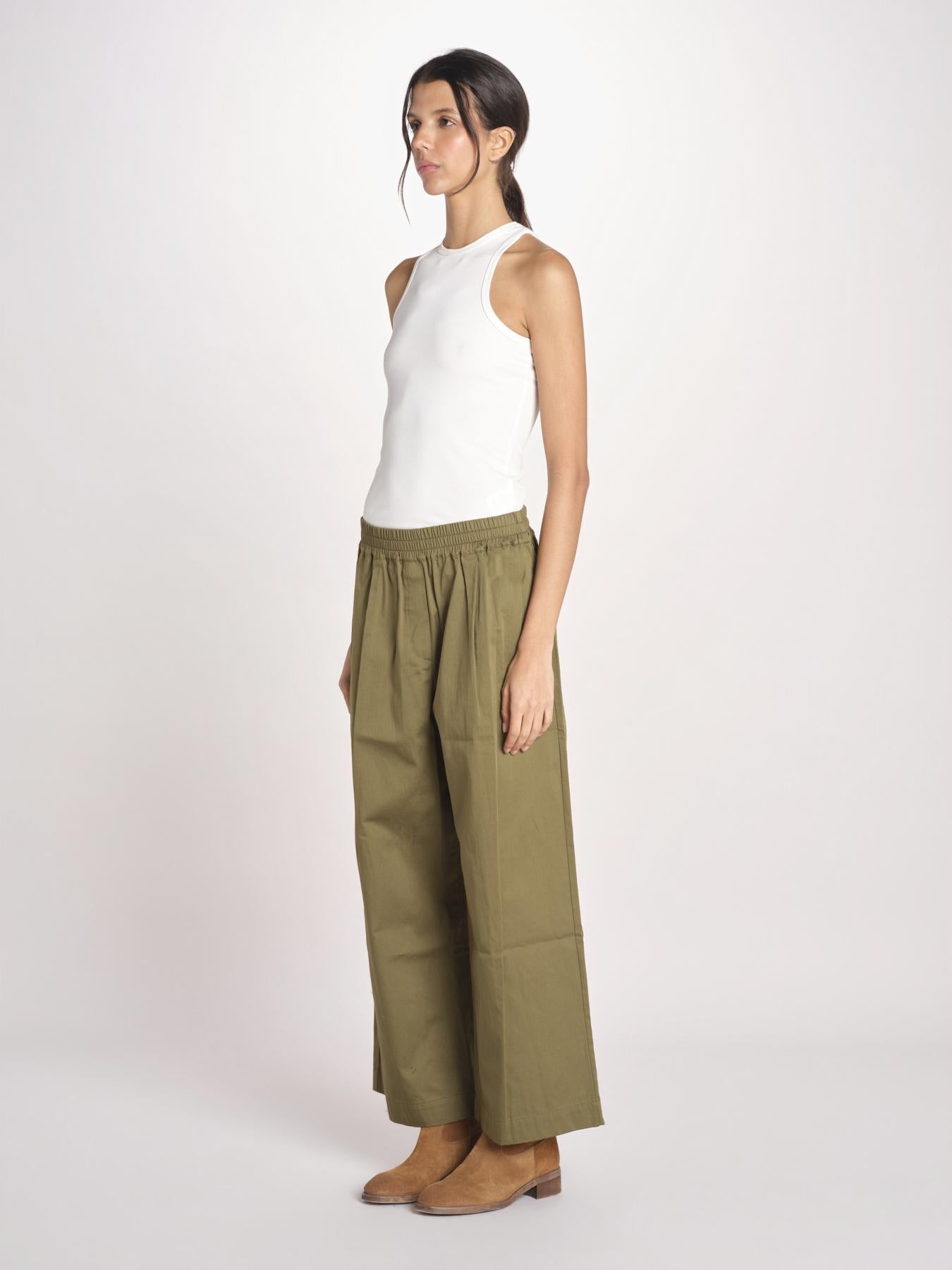 pantalone con elastico in popeline GOLFO 2615131102600 002 VERDE KAKI weekend maxmara 