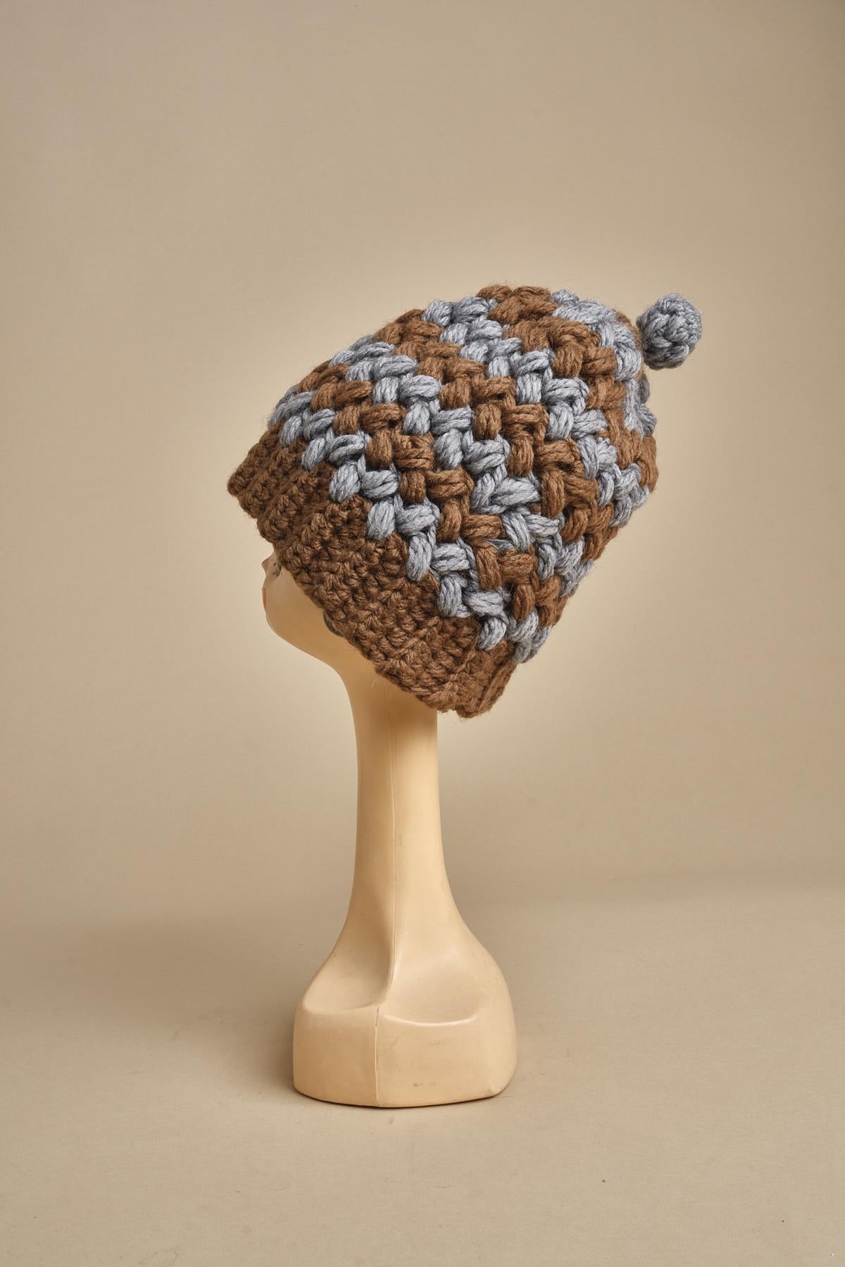 cappello lana a righe con pon pon H520 V exQUISITEJ 