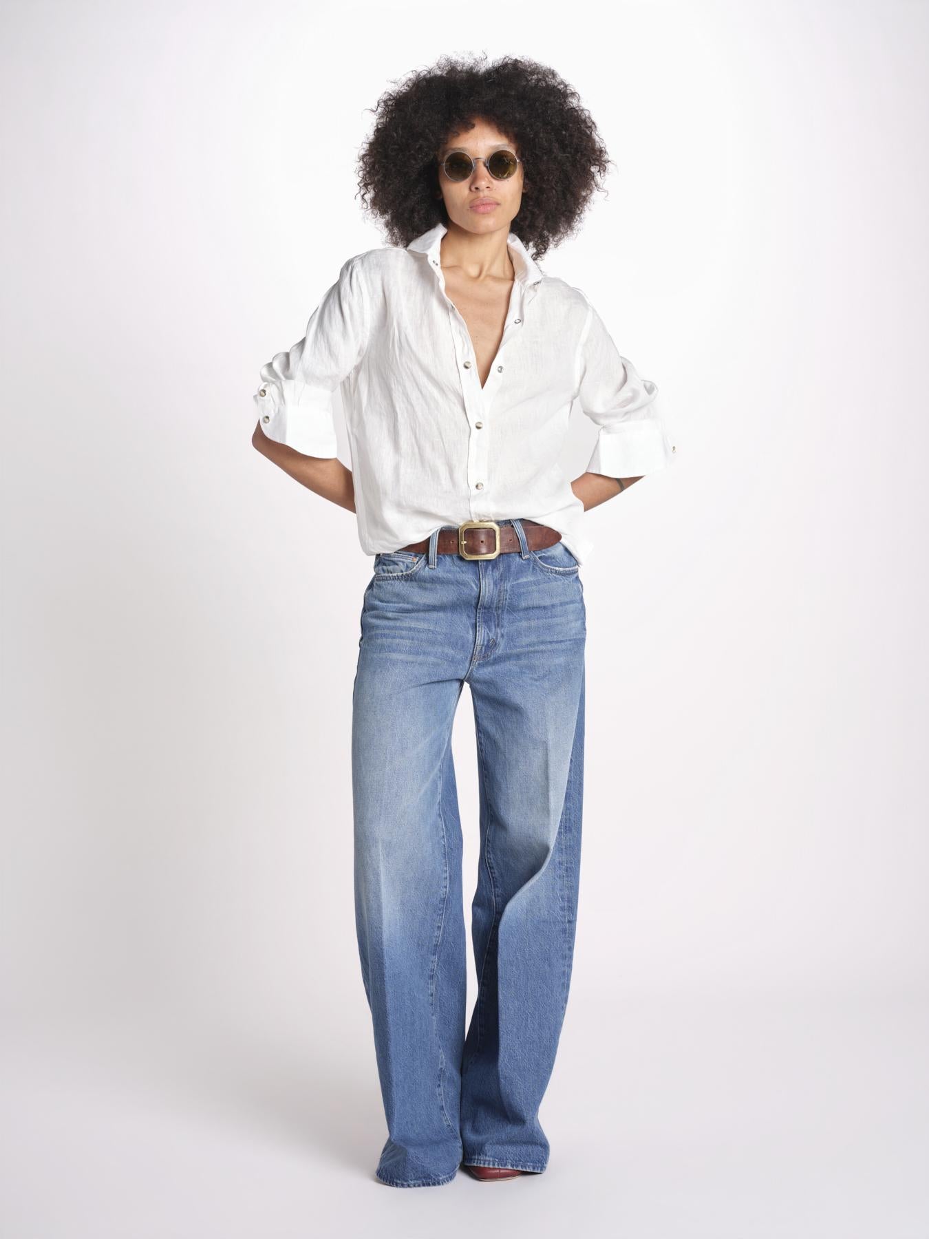 camicia uomo lino con automatici SABRILI AVORIO milaura 