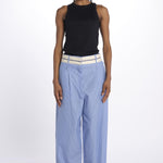 Pantalone  pences con cintura bianca DIANA PANT LIGHTBLUE jejia 