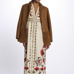 Abito lungo CASHEW MANDALA  stampa fiori 328978 CREAM farm rio 