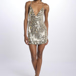 AIRALYSE mini abito con paillettes grande SS24 9228 CHAMPAGNE retrofete 