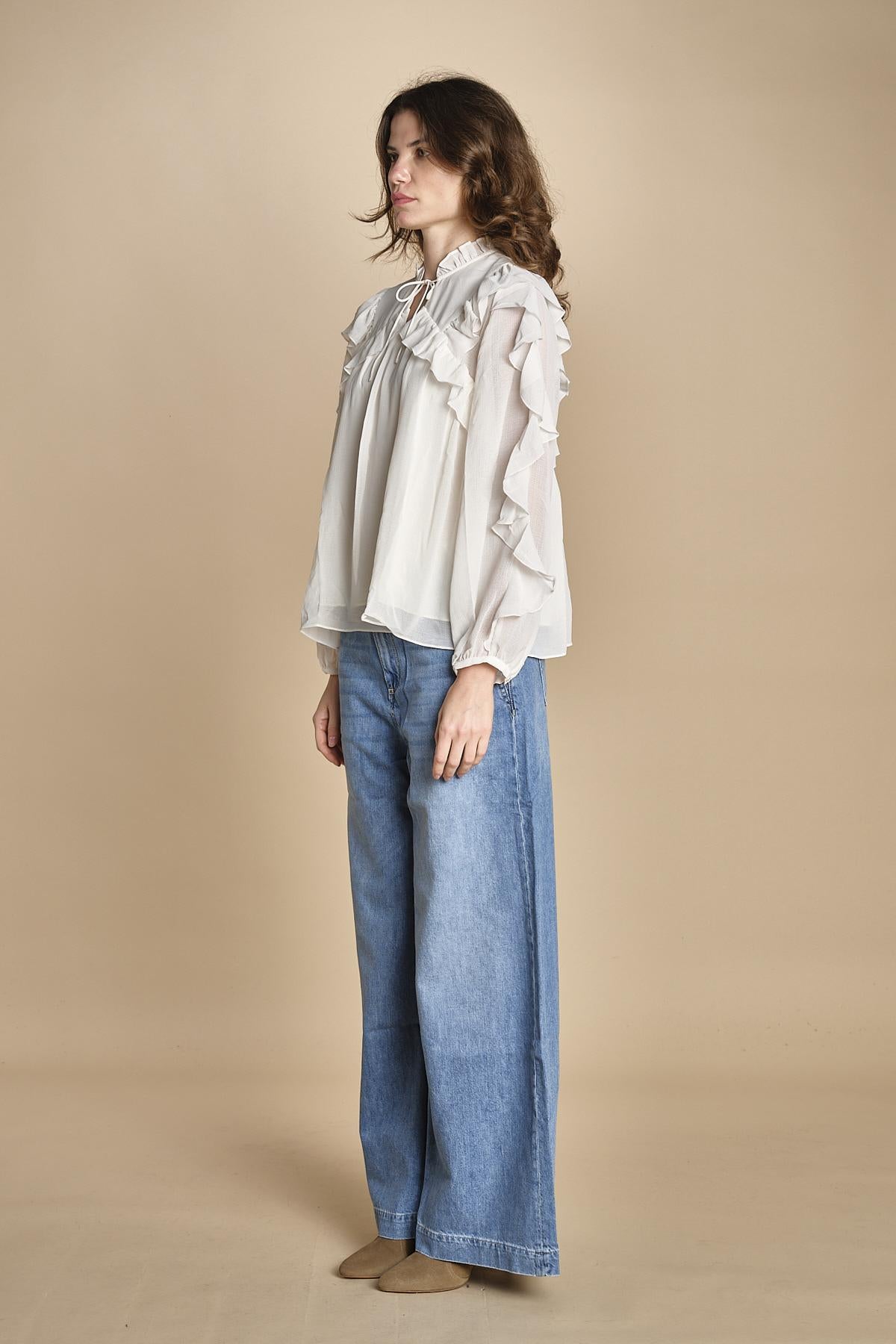 camicia con rouches NILS ECRU ba&sh 