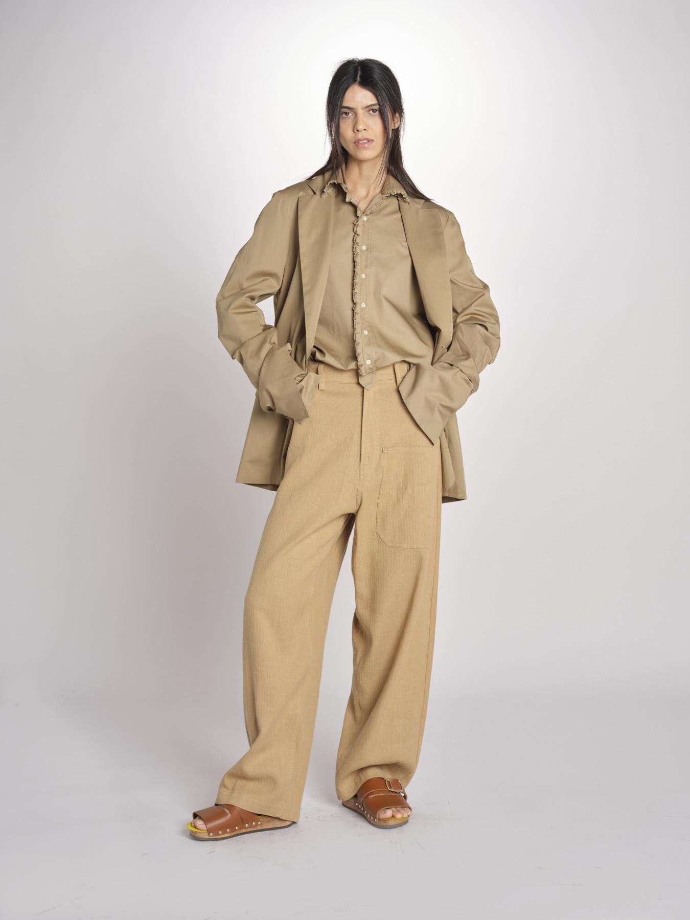 blazer lungo in cotone BIRKIN MJD514_ATEX44 BEIGE jejia 