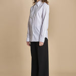 camicia con plastron di perline G023-0187-1101 BIANCO n21 