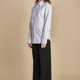 camicia con plastron di perline G023-0187-1101 BIANCO n21 