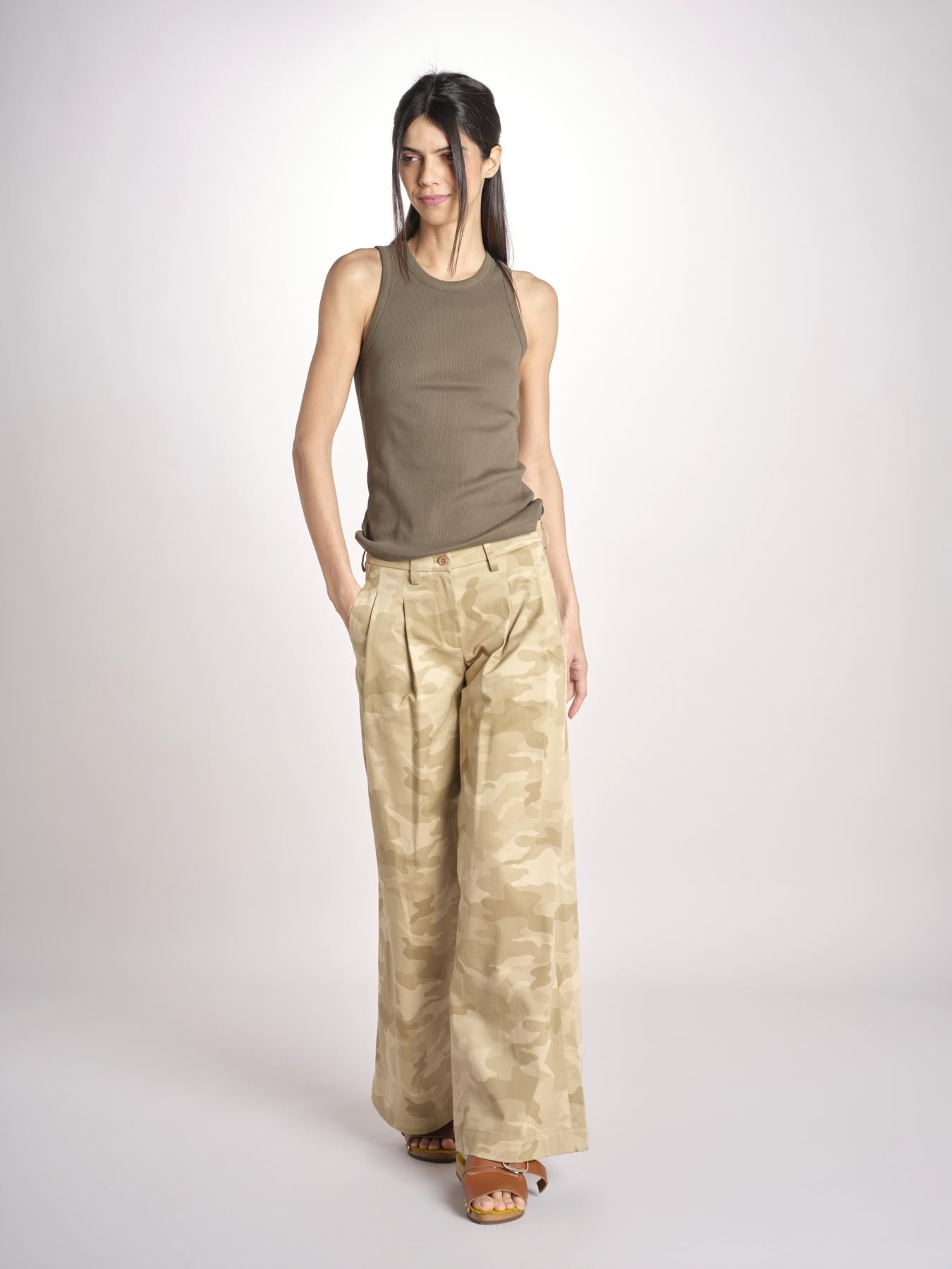 pantaloni camouflage KATHERINE MJD217_A02012 BEIGE CAMOUFLAGE jejia 
