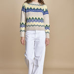 MAGIE maglia con greche BEND516 ECRU BLUE hartford 