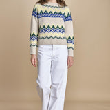 MAGIE maglia con greche BEND516 ECRU BLUE hartford 