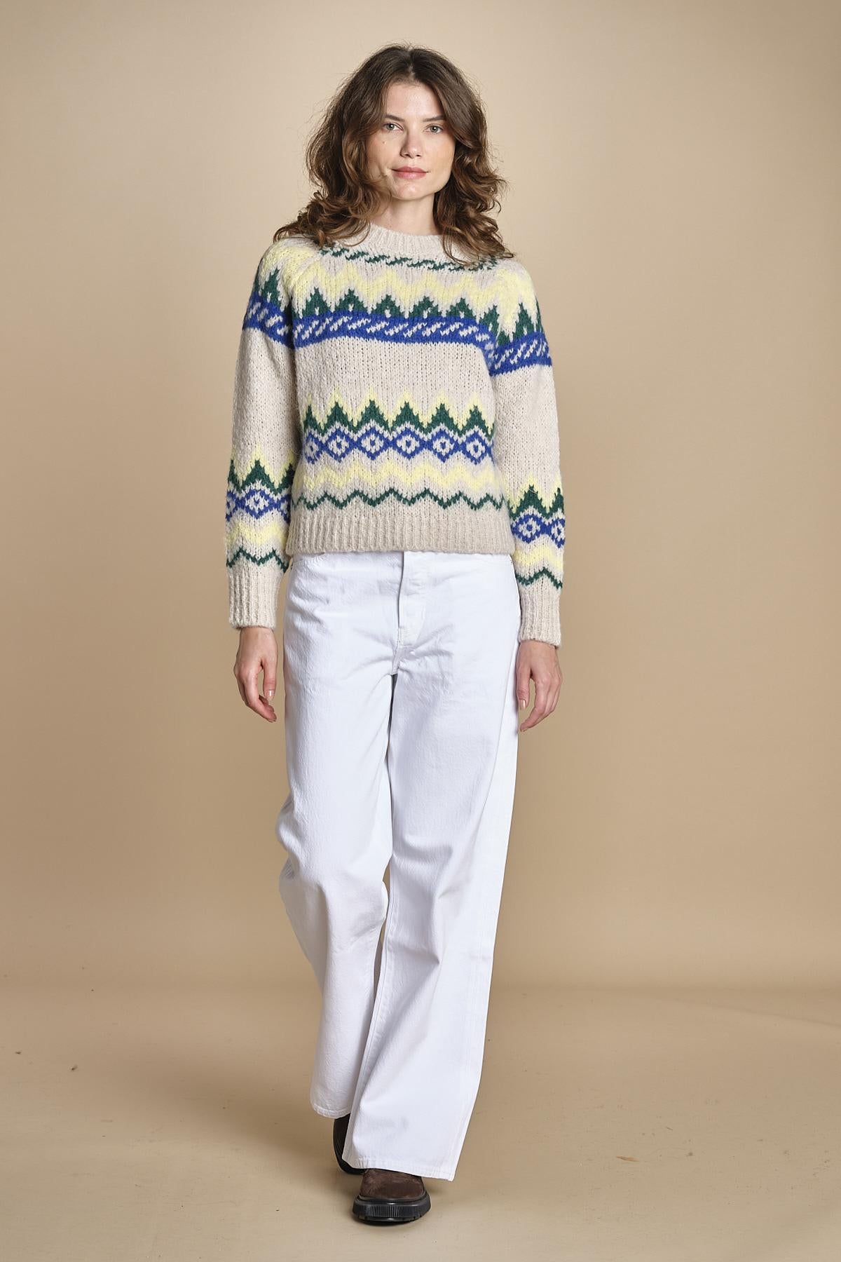 MAGIE maglia con greche BEND516 ECRU BLUE hartford 