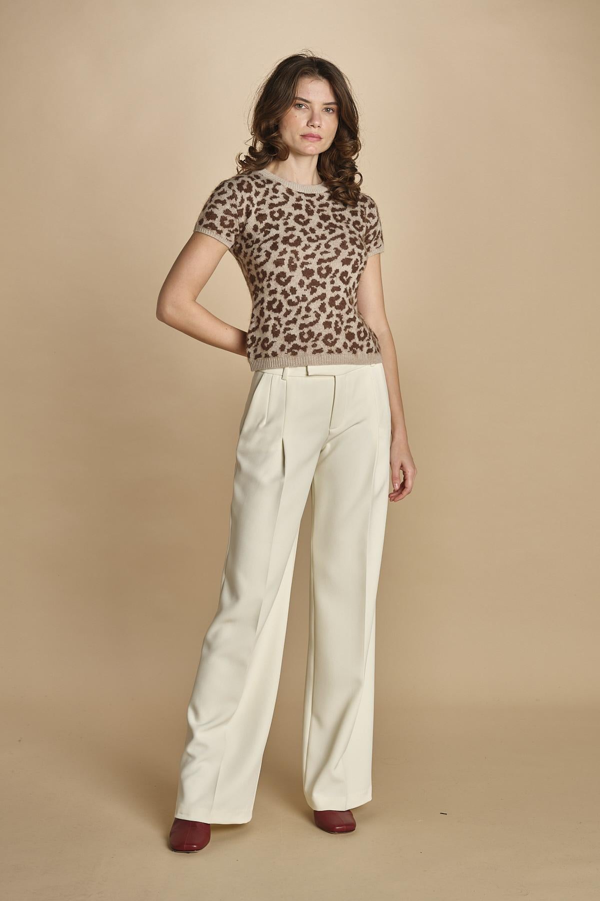 maglia manica corta  maculata 32019-355 BEIGE.MORO federica tosi 