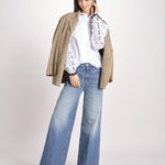 Camicia con manica a sbuffo e ricami LINDY OPTICAL WHITE jupe by jackie 