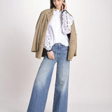Camicia con manica a sbuffo e ricami LINDY OPTICAL WHITE jupe by jackie 